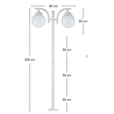 Kit 4 Postes Luminária para Praça Jardim 2m Branco Alumínio E27 Global Dital Iluminação Externa