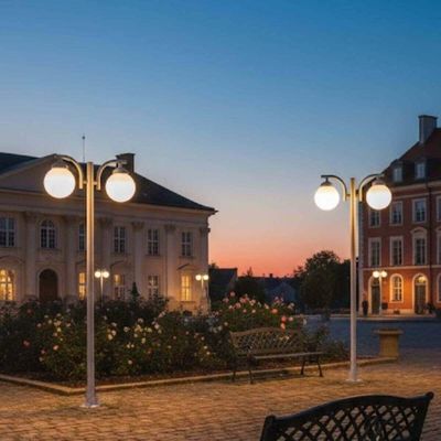 Kit 4 Postes Luminária para Praça Jardim 2m Branco Alumínio E27 Global Dital Iluminação Externa