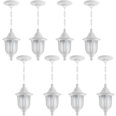 Kit 8 Pendentes Bivolt Internos Externos Brancos Luminárias de Teto Lustre Dital Modena
