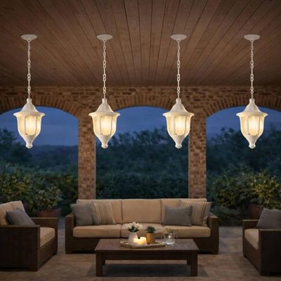 Kit 8 Pendentes Bivolt Internos Externos Brancos Luminárias de Teto Lustre Dital Modena