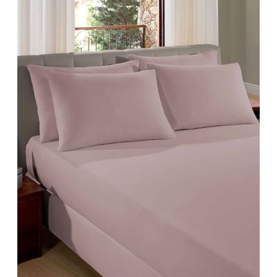 Lençol Queen Premium Fio Penteado Liso Vivaldi Rosa UN / Rosa