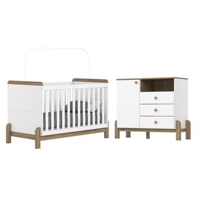 Jogo De Quarto Infantil Ternura Com Cômoda E Berço Branco-jequitibá - Móveis Henn Branco-jequitibá