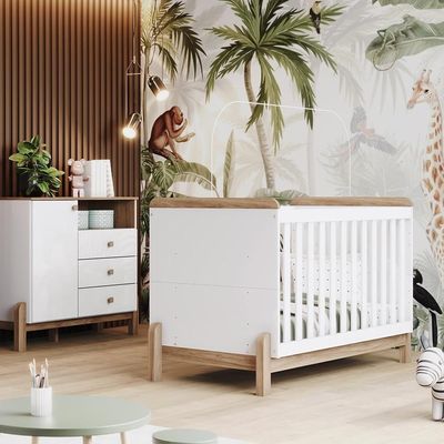 Jogo De Quarto Infantil Ternura Com Cômoda E Berço Branco-jequitibá - Móveis Henn Branco-jequitibá