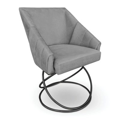 Kit 2 Poltronas Luxo Alana Suede Grafite Base Luxo Preto - Pallazio