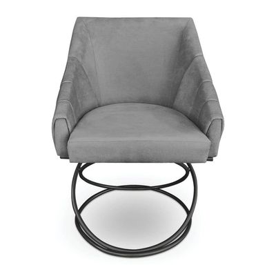 Kit 2 Poltronas Luxo Alana Suede Grafite Base Luxo Preto - Pallazio