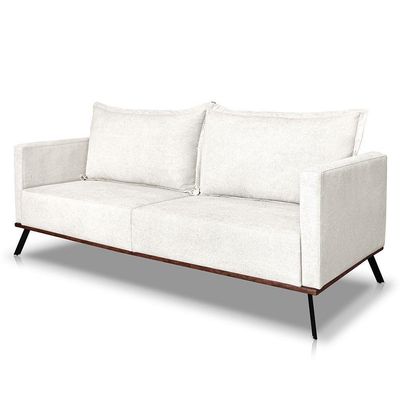 Sofá Living 2 Lugares 1,60m Atlantis Bouclê Pés De Ferro - Pallazio Cor Off White