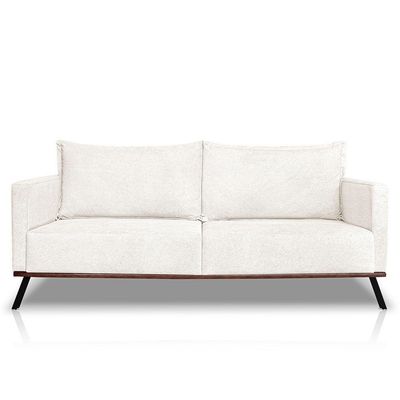 Sofá Living 2 Lugares 1,60m Atlantis Bouclê Pés De Ferro - Pallazio Cor Off White