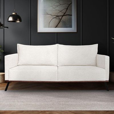 Sofá Living 2 Lugares 1,60m Atlantis Bouclê Pés De Ferro - Pallazio Cor Off White