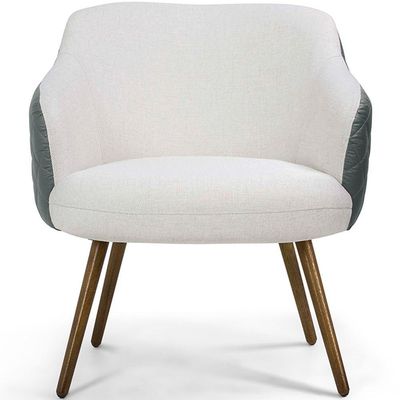 Poltrona Decorativa Jade Tressê Pés Palito Corano Cinza/algodão Cinza - Nexta Casa
