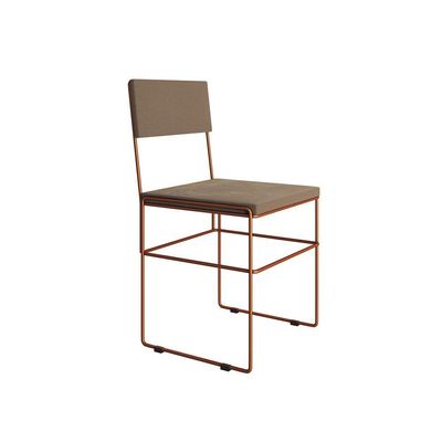 Kit 6 Cadeiras Vitória Industrial Veludo Bege Base Cobre Para Mesa Sala Cozinha - Cobre-bege