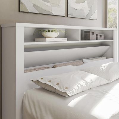 Cama Casal Invicta Com Baú Branco - Santos Andirá Branco