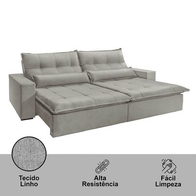 Sofá Grecia Linho 02 Módulos De 100m B25cm Meu Sofá Online A230 Linho Cinza