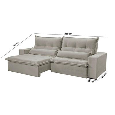 Sofá Grecia Linho 02 Módulos De 100m B25cm Meu Sofá Online A230 Linho Cinza