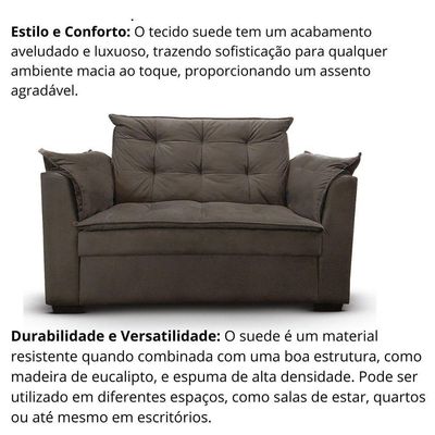 Sofá 2 Lugares Para Sala Moderno Confortável Elegance Suede Marrom