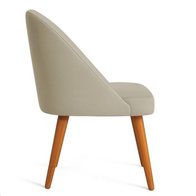 Kit 02 Cadeiras Poltrona De Jantar Luna Suede Pés Palito Castanho - Pallazio Cor Capuccino