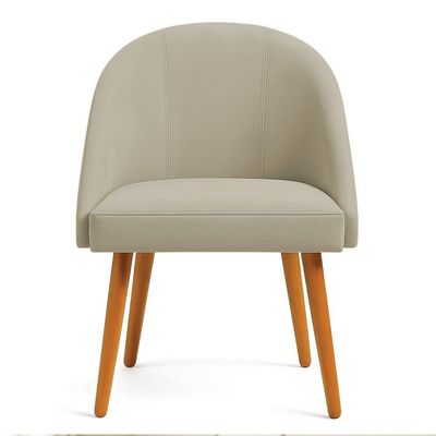 Kit 02 Cadeiras Poltrona De Jantar Luna Suede Pés Palito Castanho - Pallazio Cor Capuccino
