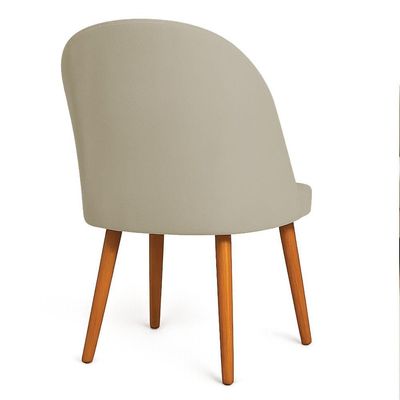 Kit 02 Cadeiras Poltrona De Jantar Luna Suede Pés Palito Castanho - Pallazio Cor Capuccino