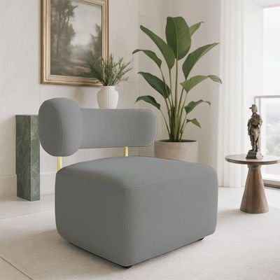 Poltrona Decorativa Orgânica Maya Veludo Grafite Ferro Dourado - Pallazio