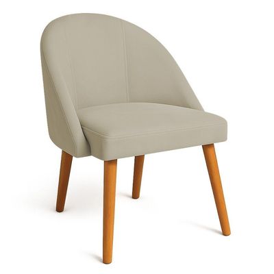 Kit 02 Cadeiras Poltrona De Jantar Luna Suede Pés Palito Castanho - Pallazio Cor Capuccino