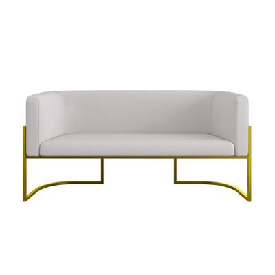 Sofá 2 Lugares Veludo Moderno Base Metal Gold Balaqui Bege