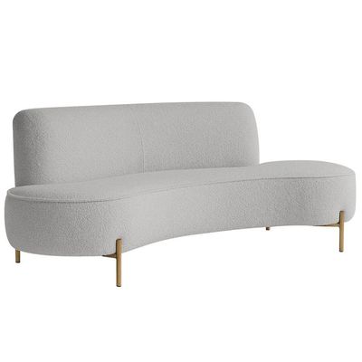 Sofá Orgânico 2 Lugares 150cm Argos Pés Ouro Fosco Bouclé Cinza Claro - Nexta Casa