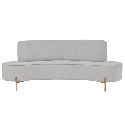 Sofá Orgânico 2 Lugares 150cm Argos Pés Ouro Fosco Bouclé Cinza Claro - Nexta Casa