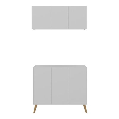 Conjunto Gabinete De Banheiro E Armário Aéreo Retrô Mp5055 Branco natural