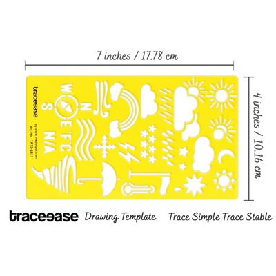 Traceease Molde Diário, Estêncil Acrílico: Previsão, Gota de Chuva, Guarda-Chuva, Pirografia/Gravação, 17,7 x 10,1 cm - Inkdotpot Amarelo