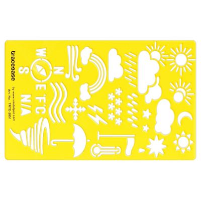 Traceease Molde Diário, Estêncil Acrílico: Previsão, Gota de Chuva, Guarda-Chuva, Pirografia/Gravação, 17,7 x 10,1 cm - Inkdotpot Amarelo