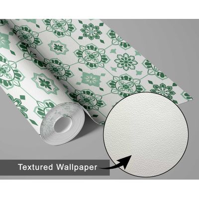 Adesivo de Parede Removível Estilo Vintage Impermeável, Mosaico Floral para Backsplash/Cozinha, Rolo Vinílico Autoadesivo - Verde - S4sassy 63,5 cm (L) × 304,8 cm (C) / Verde - Vinil Texturizado