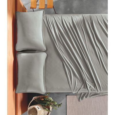Jogo de Cama Casal Malha Fio Penteado Altenburg Cinza UN / Cinza