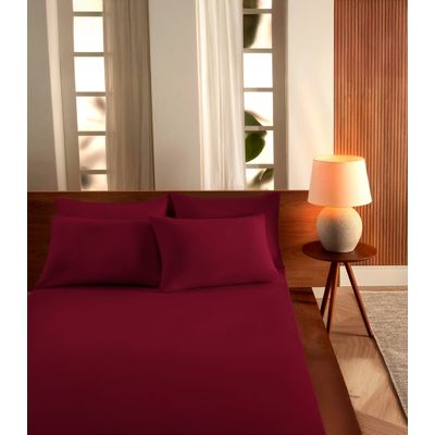 Jogo De Cama Queen Malha 3 Peças Liso Vivaldi Vermelho UN / Vermelho