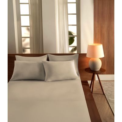 Jogo De Cama Casal Malha 3 Peças Liso Vivaldi Bege UN / Bege