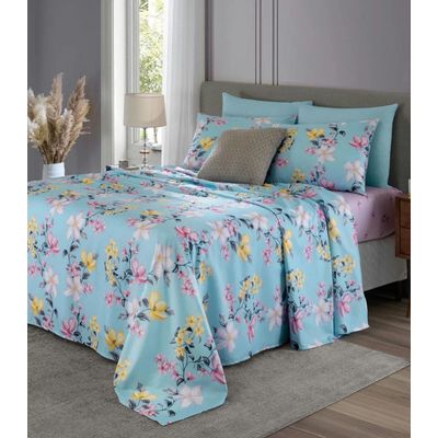 Jogo De Cama 200 Fios Queen 4 Peças Lar E Lazer Azul UN / Azul