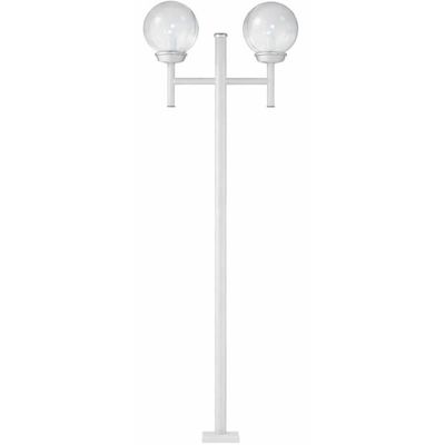 Poste Duplo Globo para Jardim Branco 2,2m Alumínio E27 Bivolt Luminária Externa Global Dital