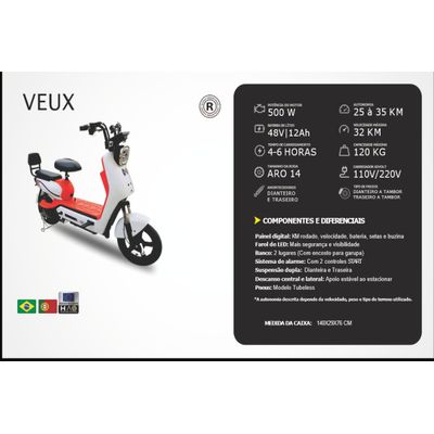 BICICLETA ELÉTRICA VEUX BRANCA