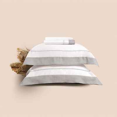 Jogo De Cama Queen Altenburg Haus Algodão Egípcio E Linho Supremo Cinza Boho
