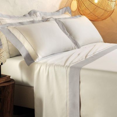Jogo De Cama Queen Altenburg Haus Algodão Egípcio E Linho Supremo Cinza Boho