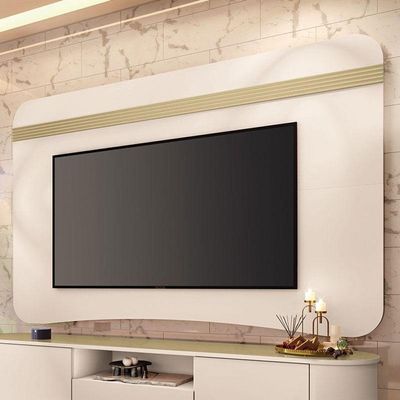 Painel Suspenso Armony Off White Champanhe Com Mesa De Centro Sky E Aparador Infinity Off White - Hb Móveis