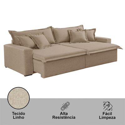 Sofá Montreal Linho 02 Módulos De 80cm B25cm Meu Sofá Online A226 Linho Bege