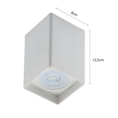 Conjunto 8 Spots Brancos de Teto Zoom Dital Plástico Sobrepor  Quadrado Lâmpada Par20 Bivolt