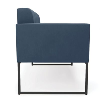 Sofá Namoradeira Elisa Suede Azul Marinho Base Metálica Industrial Preto - D'rossi