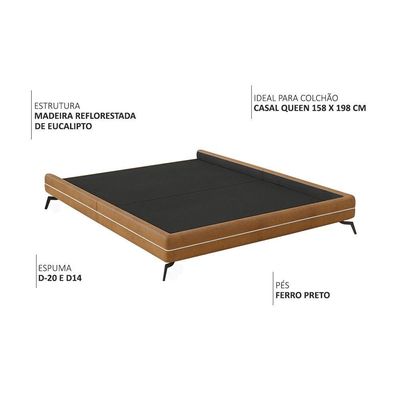 Cama Queen Pés Ferro 168cm Otto Corano Caramelo Bouclé Off White - Nexta Casa