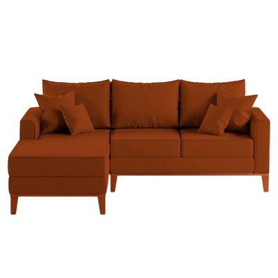 Sofá 3 Lugares Beny Com Chaise Esquerdo Suede Terracota