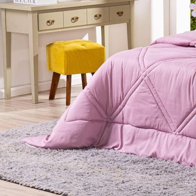 Kit Edredom Queen Menina Teen Rosa Com Almofadas Estampadas 07 Peças - Dupla Face Percal 300 Fios Cor Patins