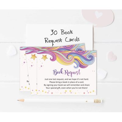 30 Cartões de Pedido de Livros para Chá de Bebê - Inkdotpot 10,16 Cm × 7,62 Cm / Rosa - Livro pro Bebê