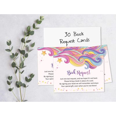 30 Cartões de Pedido de Livros para Chá de Bebê - Inkdotpot 10,16 Cm × 7,62 Cm / Rosa - Livro pro Bebê