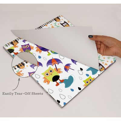 Bloco 25 Folhas Estampadas de Coruja (Lado Único) para Scrapbook - Cartão Colorido para DIY, Fundo Decor., Cartões/Diário - Inkdotpot 15,24 Cm × 15,24 Cm / Multicolorido