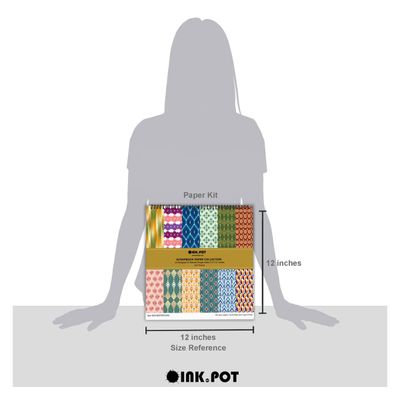 25 Folhas Papel Scrapbook Ikat Lado Único - Papel Cartão Colorido para Scrapbooking, DIY, Fundo Decorativo, Cartões e Diário - Inkdotpot 15,24 Cm × 15,24 Cm / Multicolorido