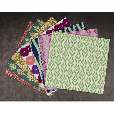 25 Folhas Papel Scrapbook Ikat Lado Único - Papel Cartão Colorido para Scrapbooking, DIY, Fundo Decorativo, Cartões e Diário - Inkdotpot 15,24 Cm × 15,24 Cm / Multicolorido